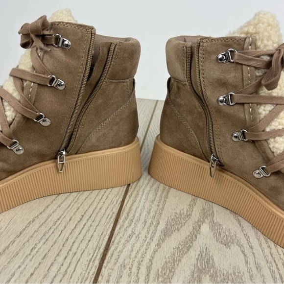Dolce Vita Women's Jasmin Lace-Up Platform Sherpa Booties 11 Truffle Suede $150 - Picture 6 of 11